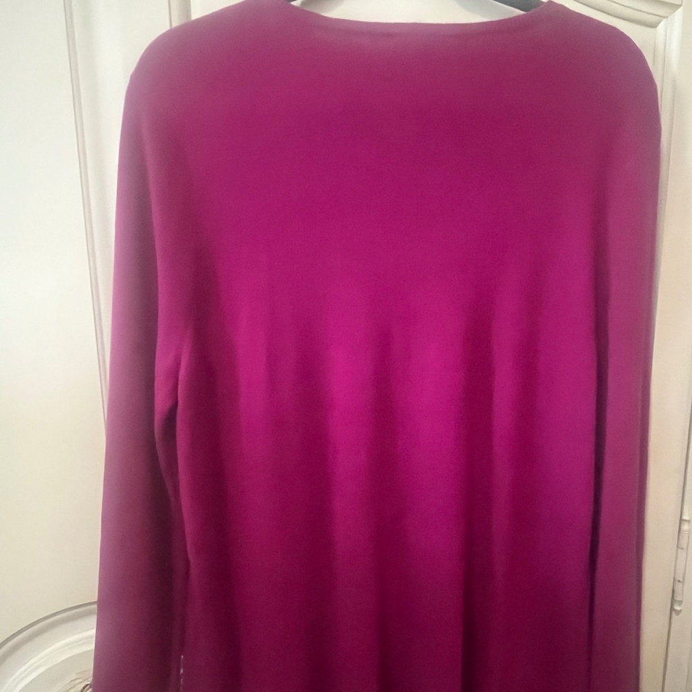 NWT. Chico's Fuchsia V-Neck Pullover Sweater. Chico's Size 3. Size 16 XL - Picture 4 of 8